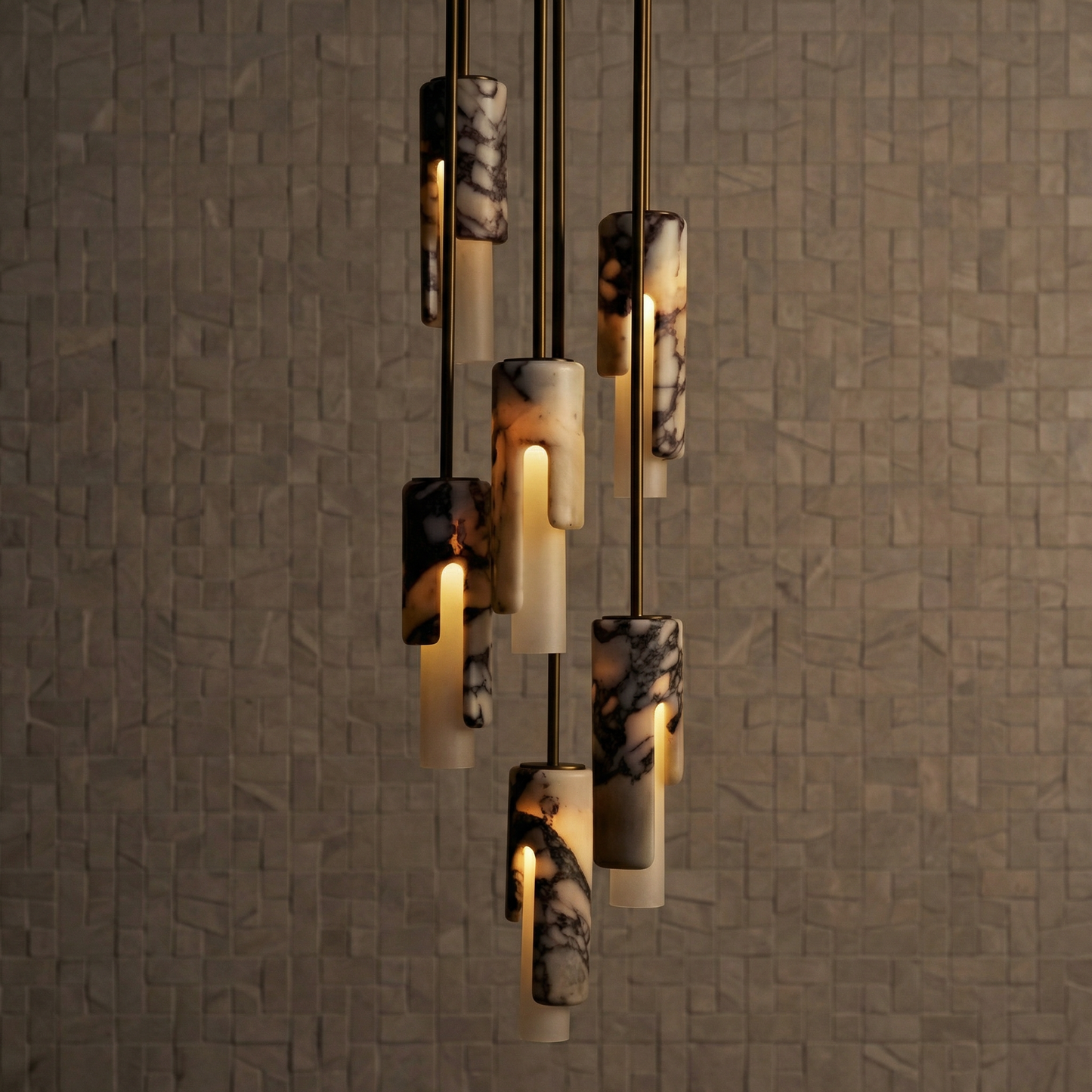 Marble hanging light for kitchen island